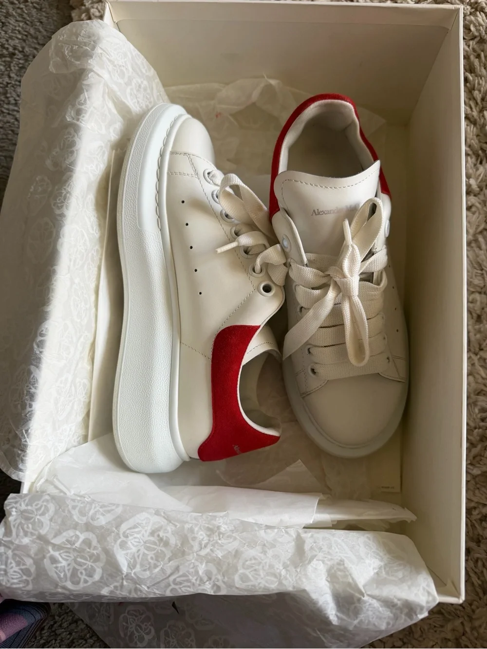 White and Red Alexander McQueen Sneakers Size 37 worn twice